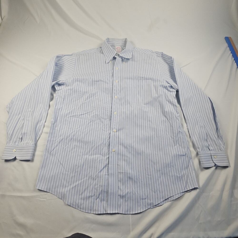 Blue Striped Men's Supima Cotton Madison Dress Shirt 16.5-35 by Brooks Brothers